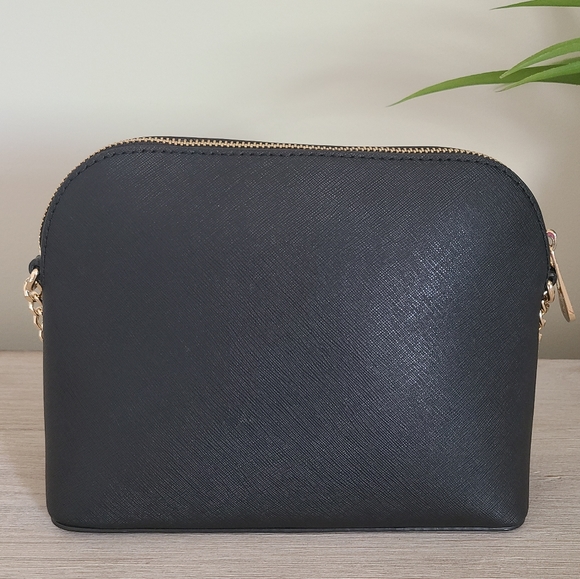 🖤MICHAEL KORS Chain-Link Saffiano Leather Dome Black Crossbody Bag - Picture 4 of 14